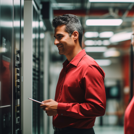 Man in E-Commerce Data Centre