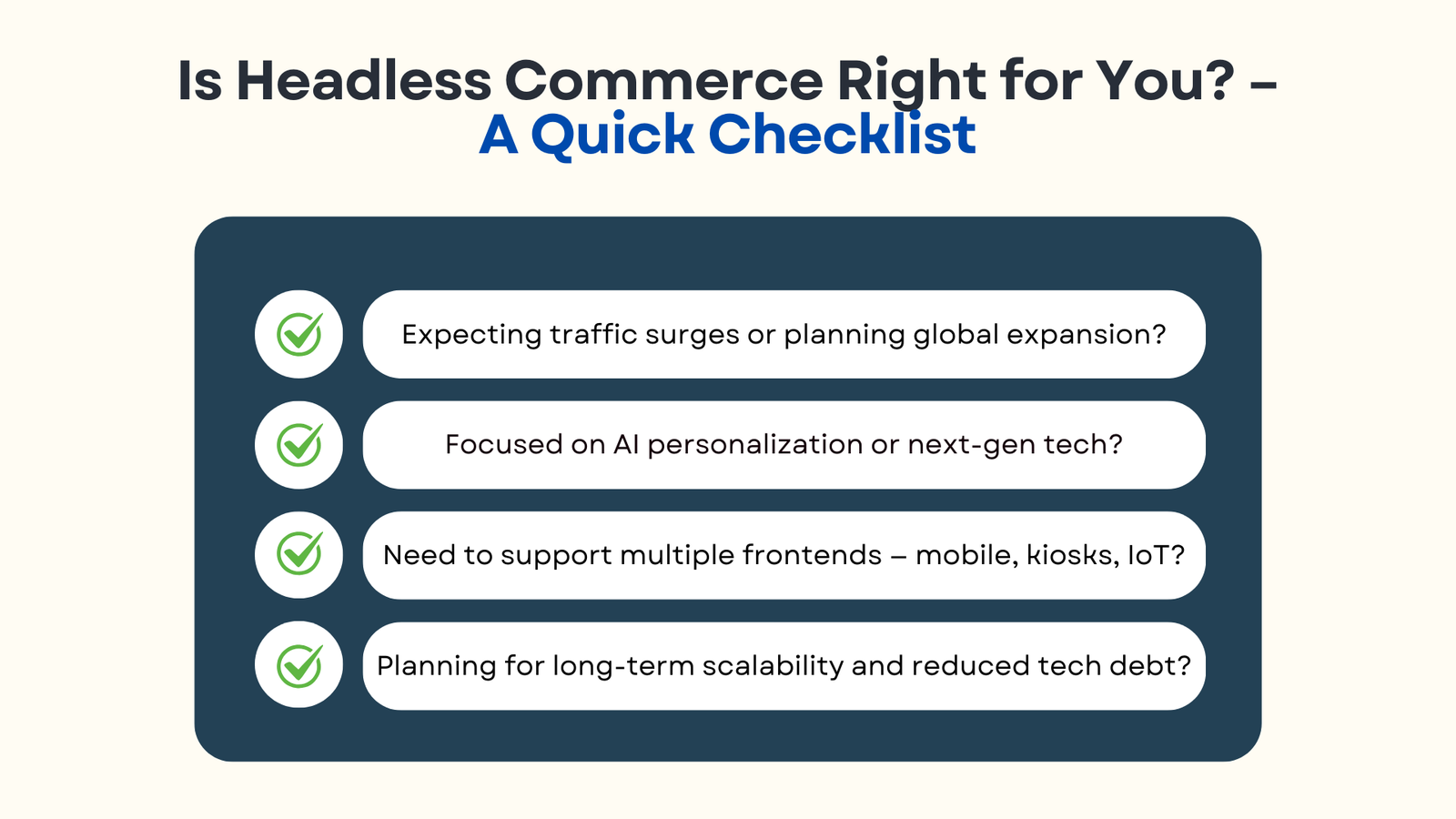 Visual checklist for whether Headless Commerce is Right for You